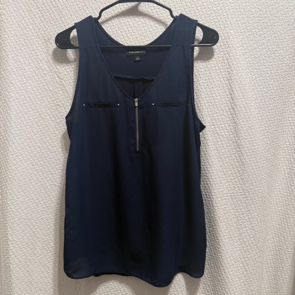 Fortune+Ivy sleeveless Navy top Size XL - Picture 2 of 5